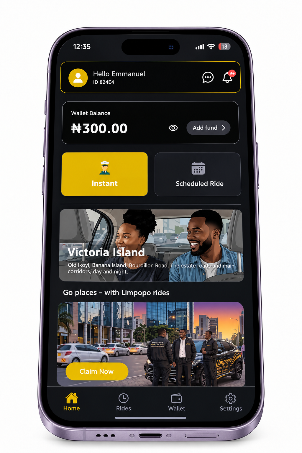 The Limpopo Ride app open on a phone